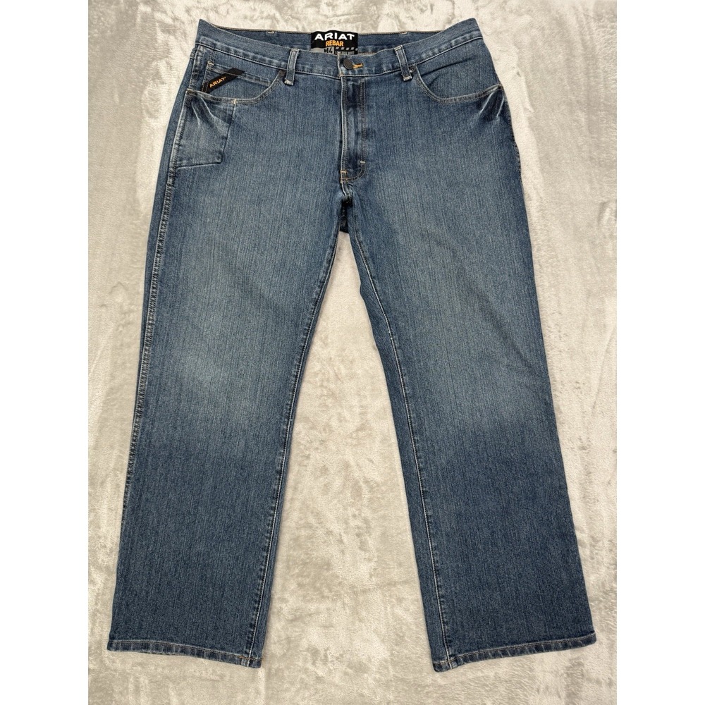 Ariat M5 Rebar Slim Straight Jeans Mens 36x30 Blue Denim Western Work Cowboy
